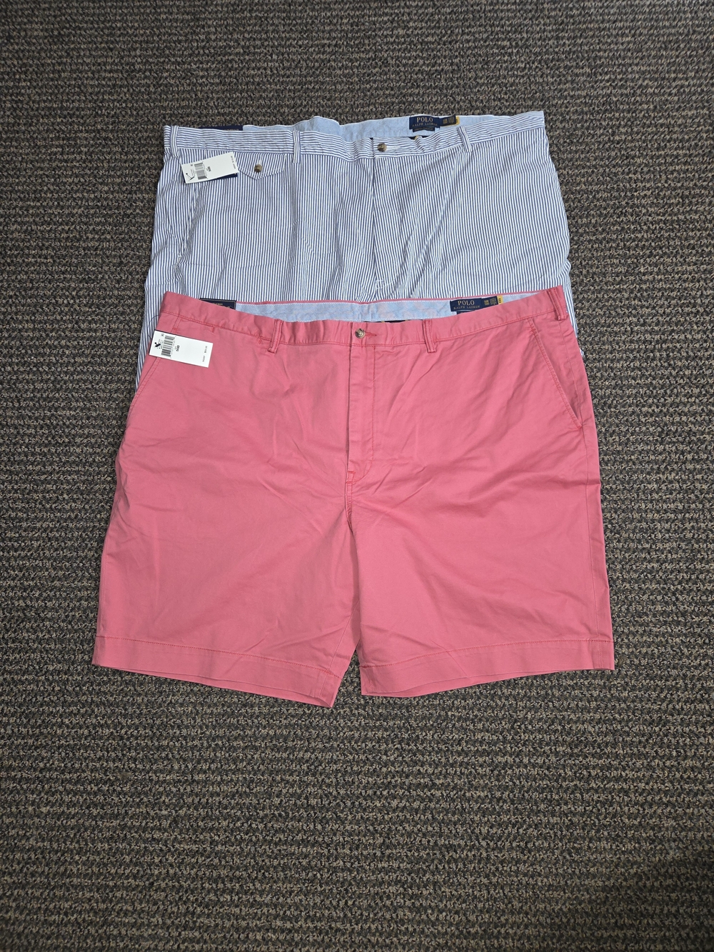 Polo Ralph Lauren Mens 50b Shorts Lot Bnwt Blue Seersucker Salmon Pink